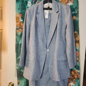LOFT New w/Tag Set: Jacket, Skirt, Shorts-3 Items 100% Linen size-18 Gray/blue